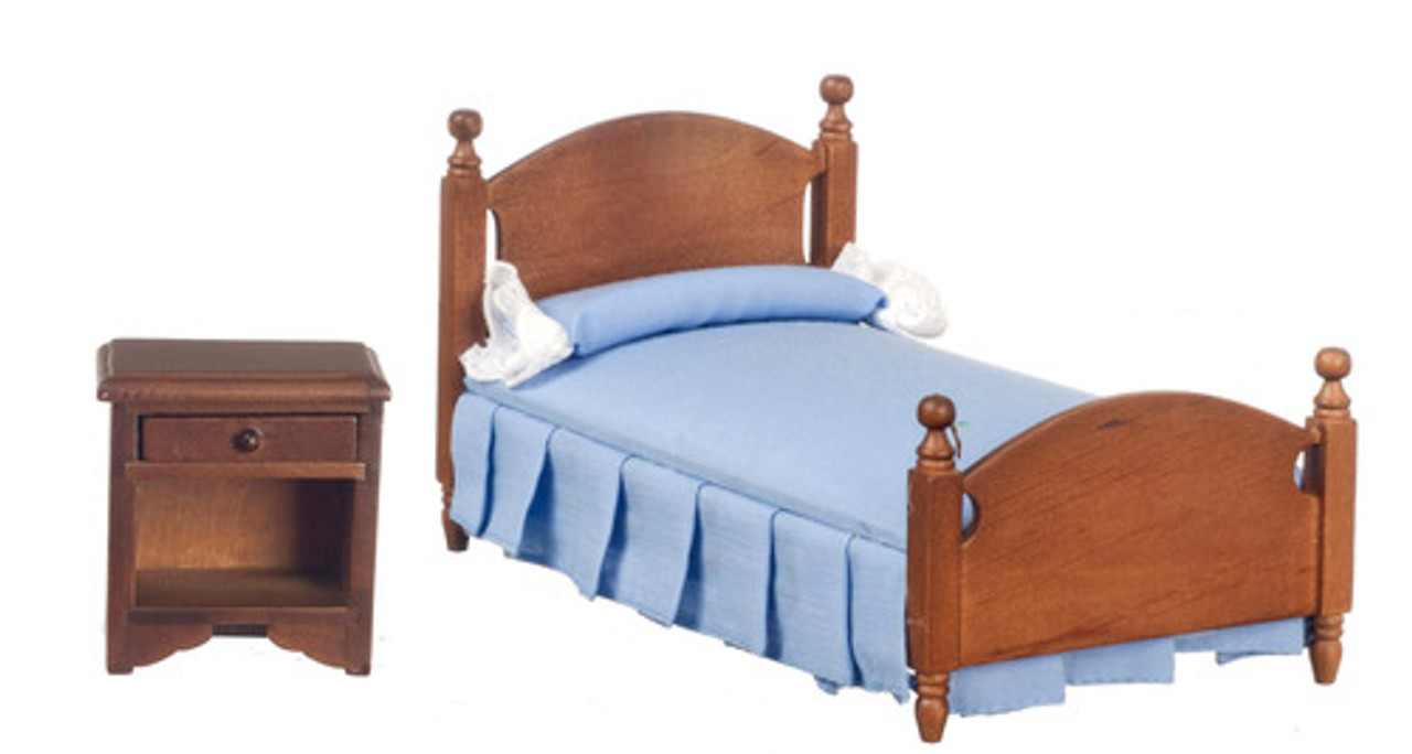 Bed Set - Blue and Walnut