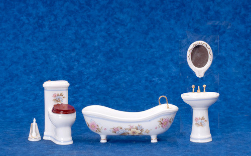 Bathroom Set Floral Dollhouse City