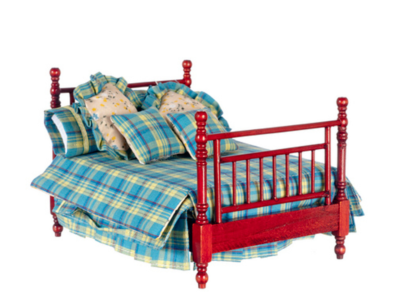 Double Bed with Linens - Mahogany