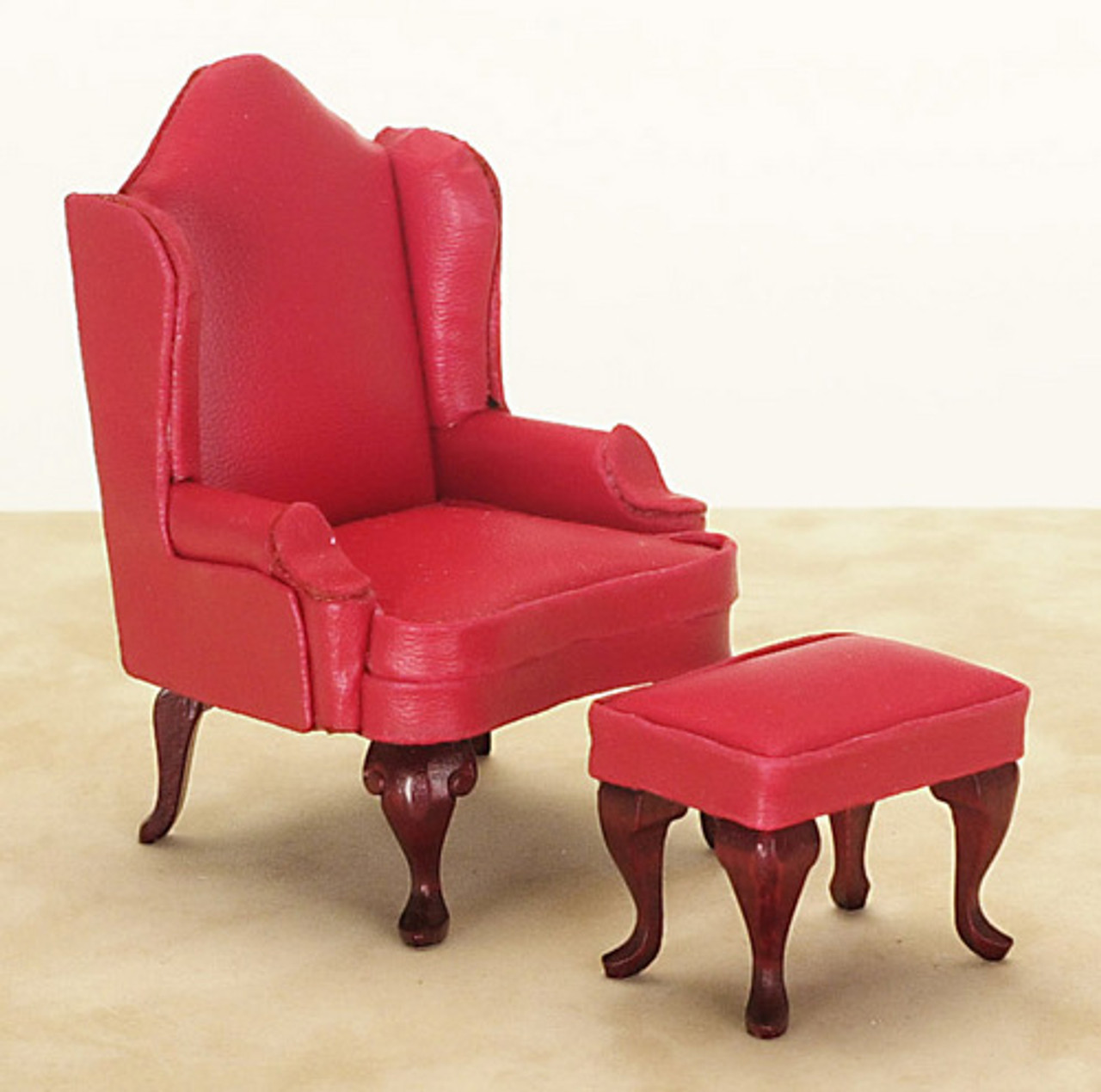 Wing Chair - Ottoman Red