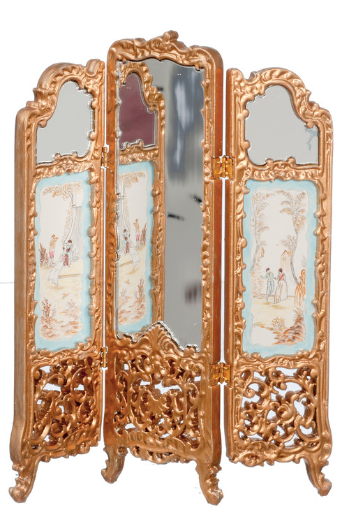 Mirrored Room Divider Gold Dollhouse City