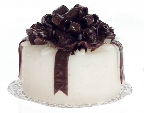 Cake with Chocolate Bow - White