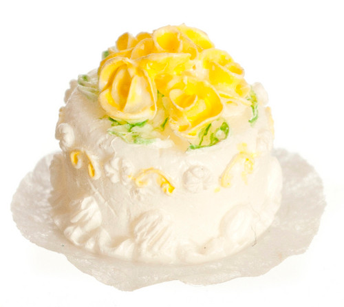 White Cake with Yellow Rose Set