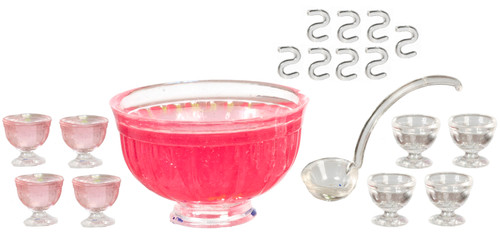 Dollhouse City - Dollhouse Miniatures Punchbowl Set - Pink