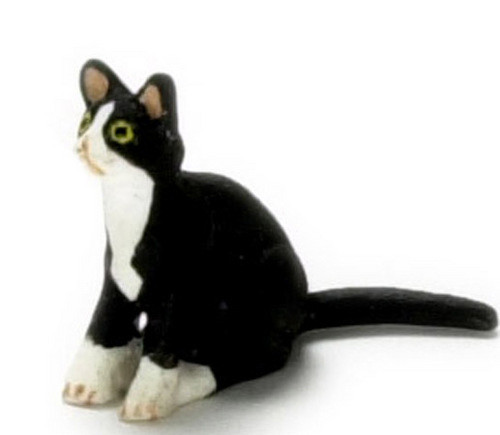 Dollhouse City - Dollhouse Miniatures Kitten - Black with White Socks