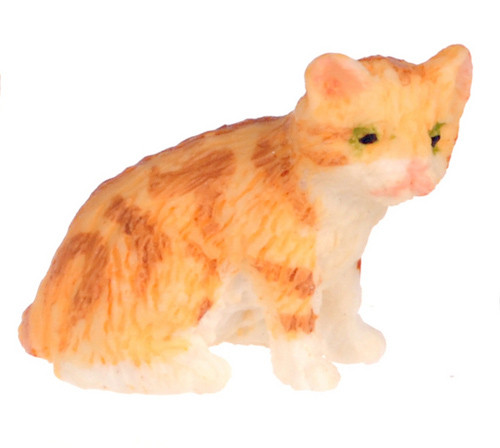 Dollhouse City - Dollhouse Miniatures Sitting Kitten - Orange