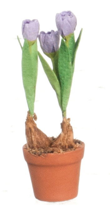 Tulips Terra Cotta Pot - Lavender