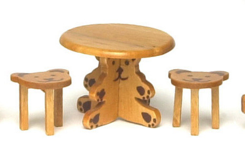 Small Table with Two Bear Stools