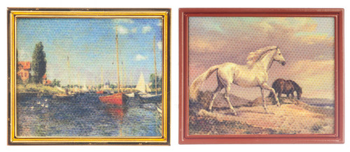 Monet/Horses on Canvas - Metal Frame