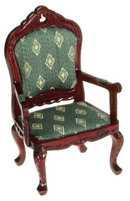 Victorian Fauteil - Green with Diamonds and Mahogany