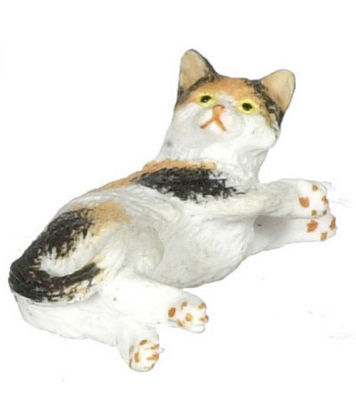Dollhouse City - Dollhouse Miniatures Laying Cat - Calico