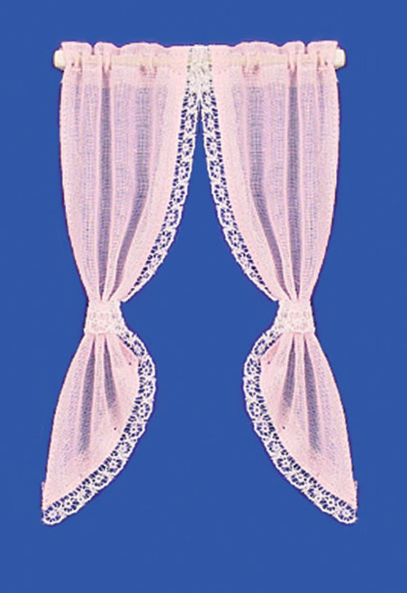 Demi Curtains Set - Tie Back and Pink