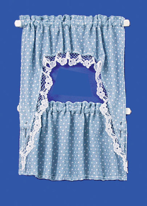 Curtains Set - Ruffled Cape and Blue Dots