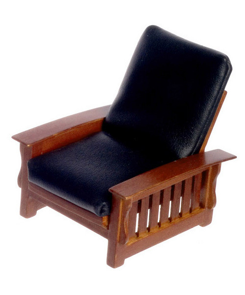 Chair - Black Leather - Walnut