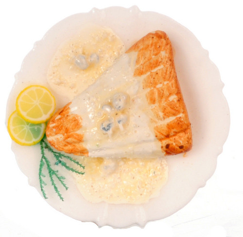 Dollhouse City - Dollhouse Miniatures Salmon with White Sauce Set