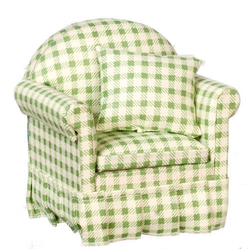 Chair with Pillows - Green - White
