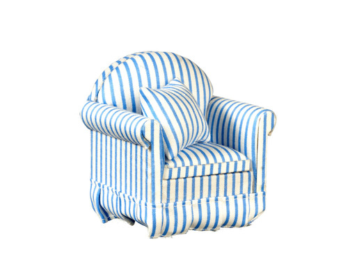 Chair with Pillows - Blue and White - Stripe