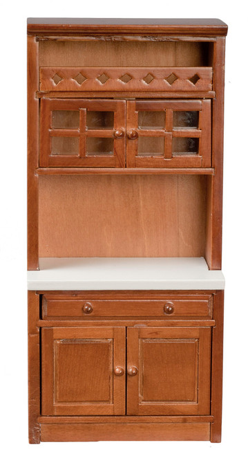 Cabinet with Shelves - White and Walnut