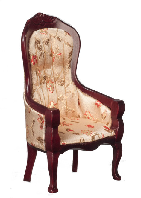 Victorian Gent's Chair with Floral Fabric - Mahogany