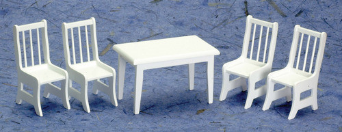 Table with 4 Chairs - White