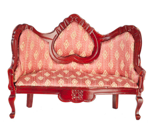 Victorian Heart Sofa - Rose and Mahogany