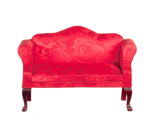 Queen Anne Loveseat - Red and Mahogany
