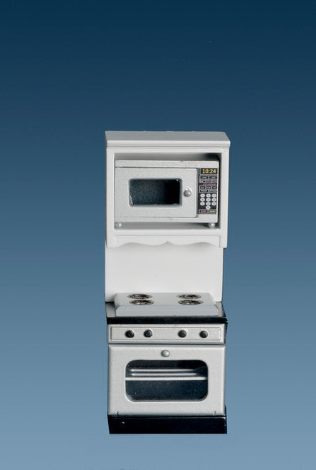 Stove/Oven and Microwave- White and Marble