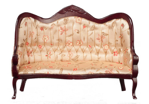 Victorian Sofa with Floral Fabric - Mahogany