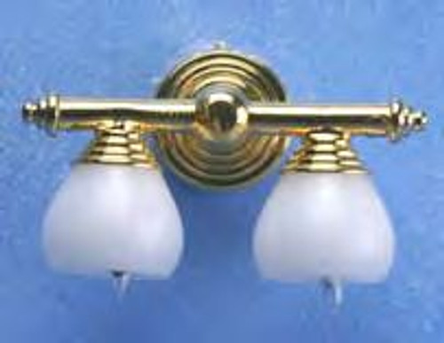 Brass Double Wall Lamp - White Shade