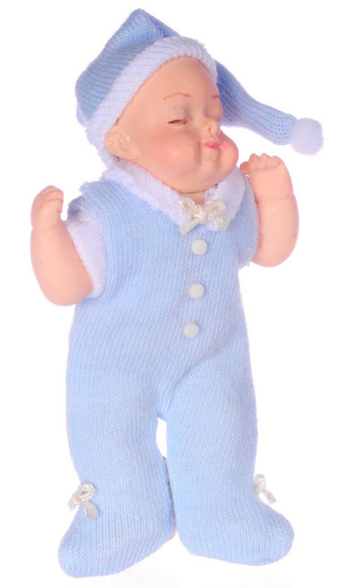 Dollhouse City - Dollhouse Miniatures Sleeping Baby - Blue