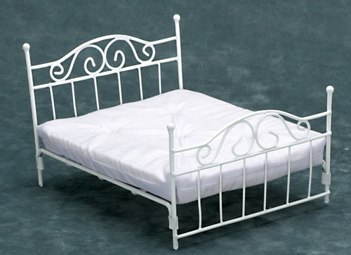 White Double Bed with Mattress