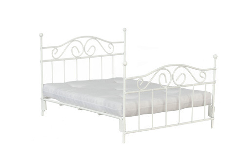 White Double Bed with Mattress