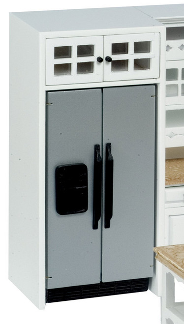 Silver Refrigerator with Cabinet - White