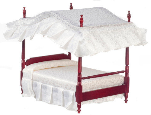 Dollhouse City - Dollhouse Miniatures Canopy Bed - Mahogany