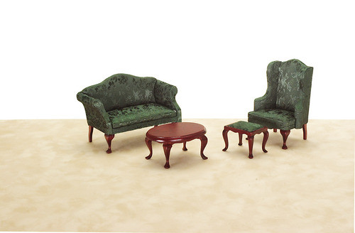 Queen Anne Living Room Set - Green