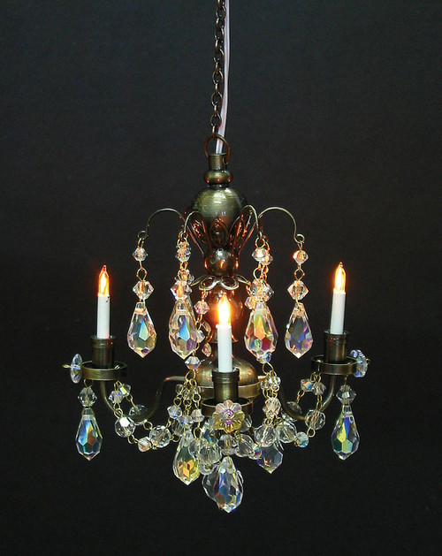 3-Arm Crystal Chandelier