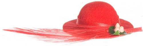 Lady's Hat with Feather - Red