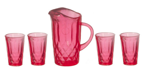 Pitcher 4 Tumblers - Cranberry