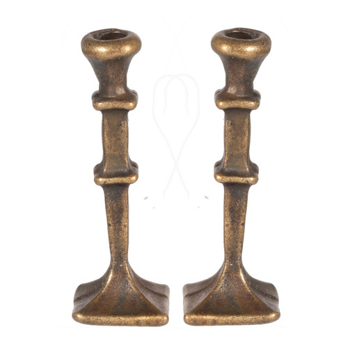 Square Candlesticks - Antique Brass