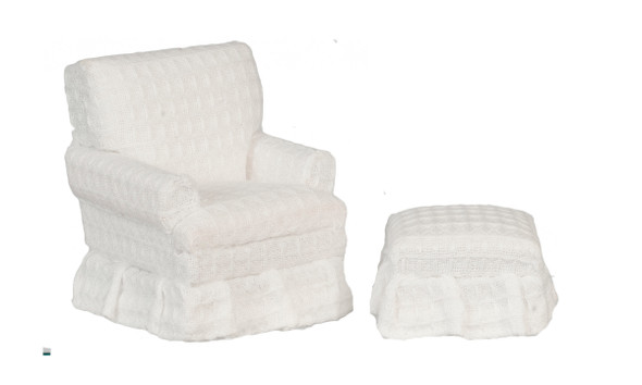 Dollhouse Chair with Ottoman - White and Walnut.