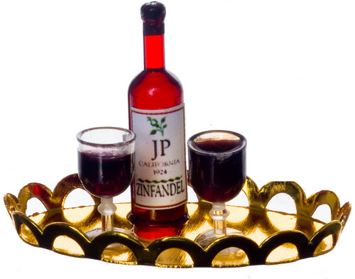 Red Wine with Glasses - Tray