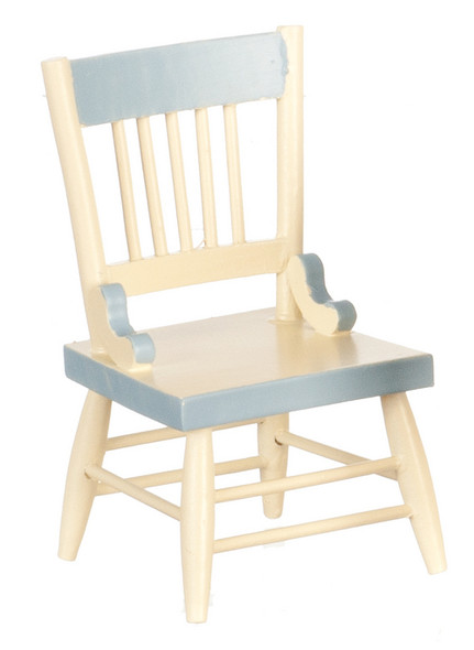 White Dining Chair with Blue Trim