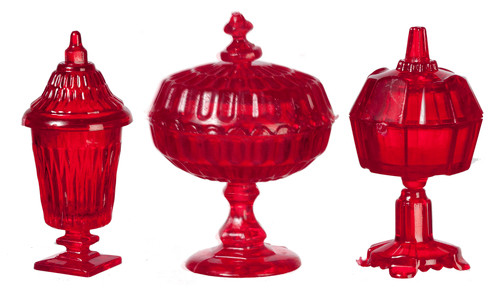 Candy Dishes Set - Red