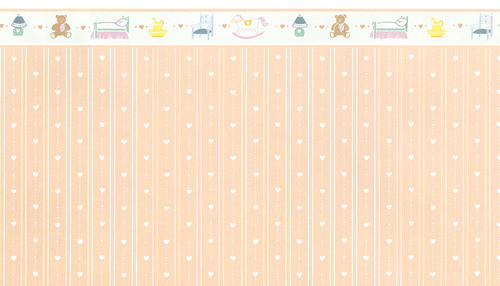 Wallpaper Dollhouse Hearts Reverse Set - Peach