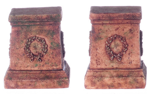 Dollhouse City - Dollhouse Miniatures Wreath Pedestal  Set - Gray Ancient
