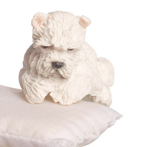 Dollhouse City - Dollhouse Miniatures West Highland Terrier Sitting - White