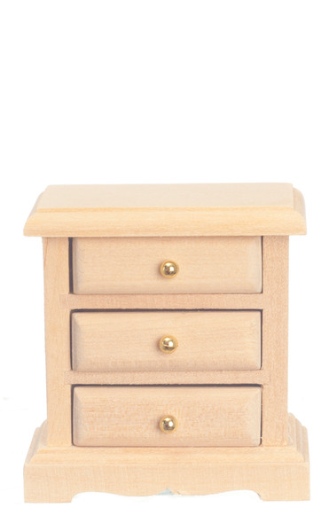 Dollhouse City - Dollhouse Miniatures Three Drawer Night Stand - Unfinished