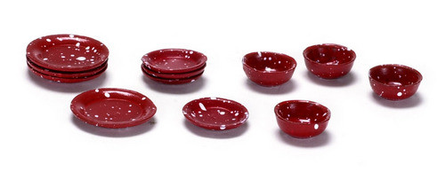 Dishes Set - Red Spatter