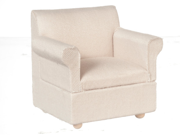 Dollhouse City - Dollhouse Miniatures Armchair - White Fabric