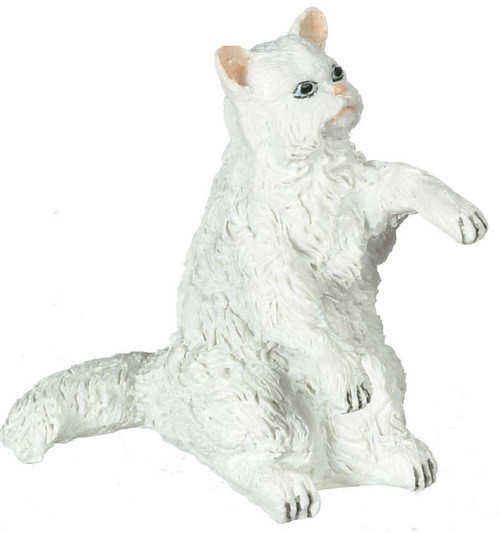 Dollhouse City - Dollhouse Miniatures Sitting White Persian Cat